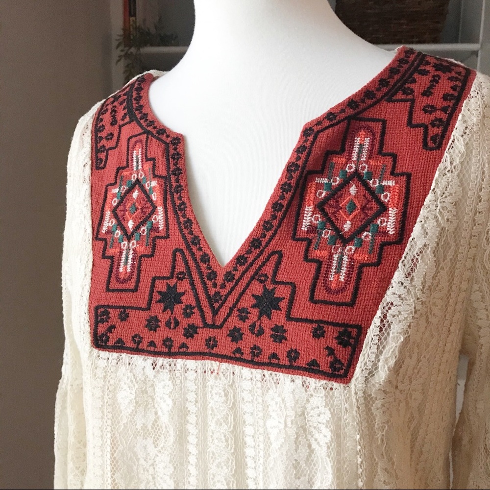 Flying Tomato |  Lace Bell Sleeve Tunic Mini Dress